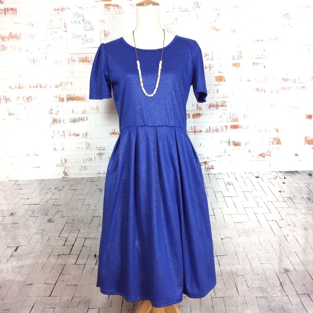 LULAROE EUC BLUE & SILVER XL AMELIA